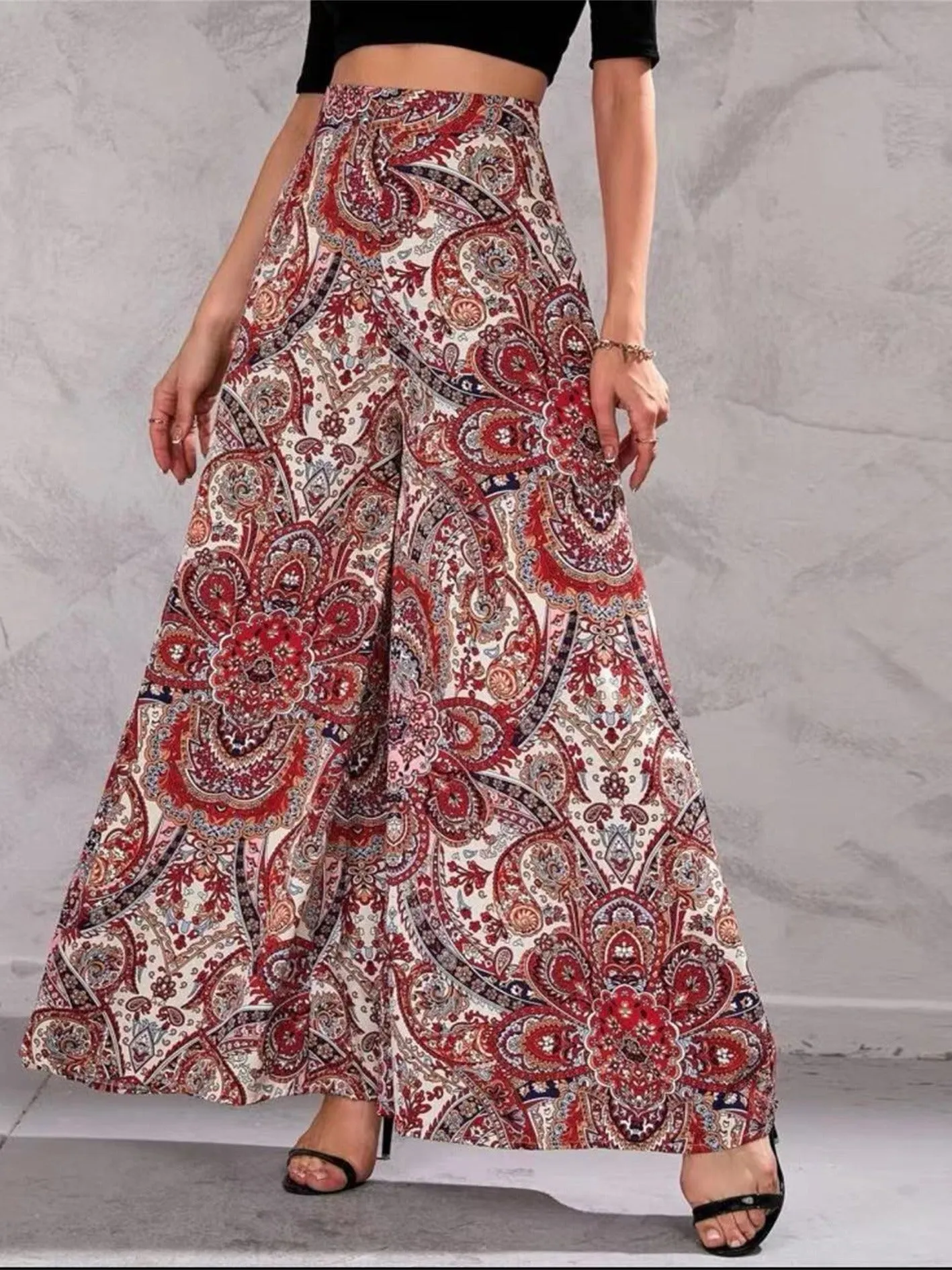 Print Wide Vacation Leg Pants