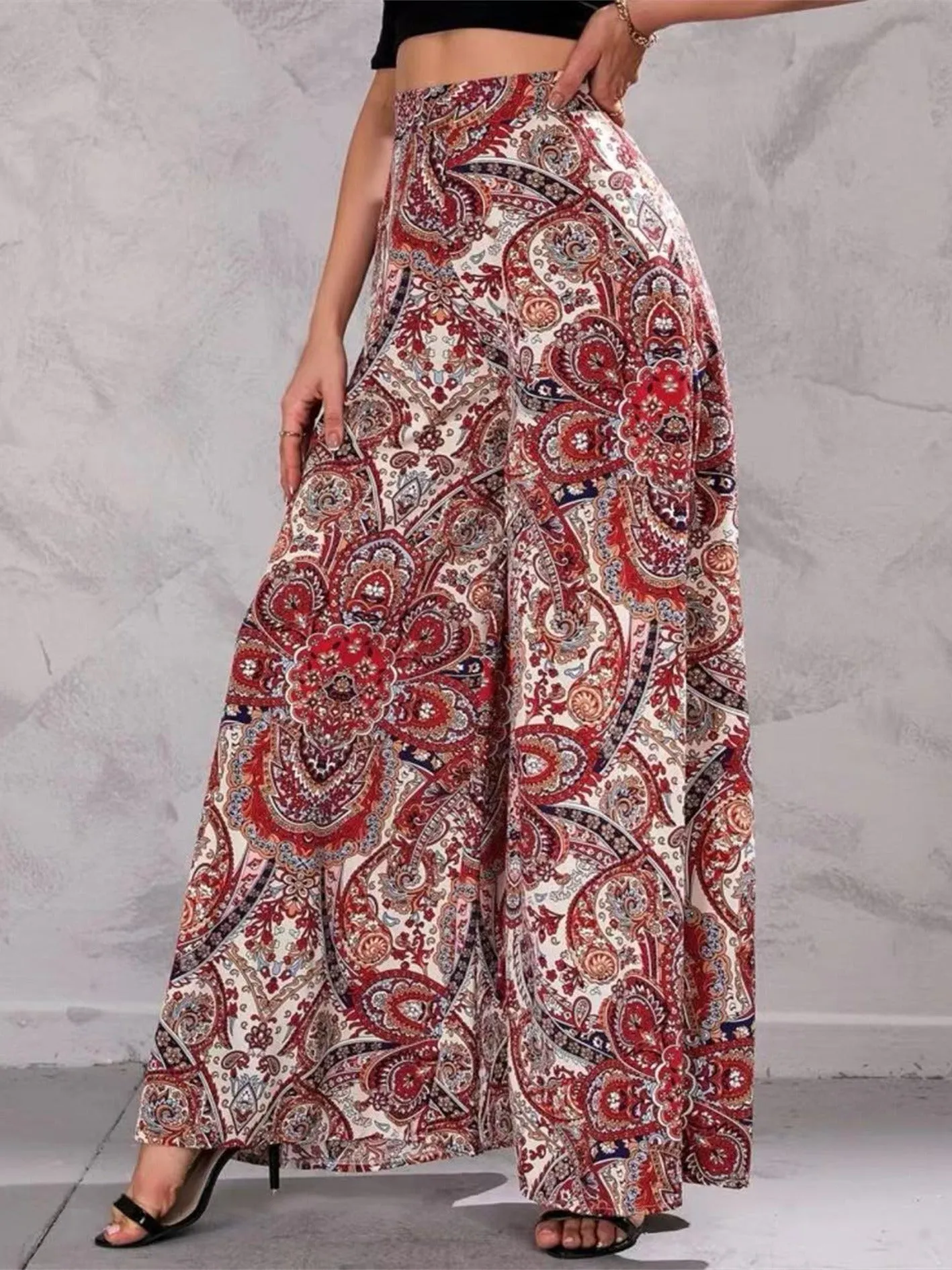 Print Wide Vacation Leg Pants