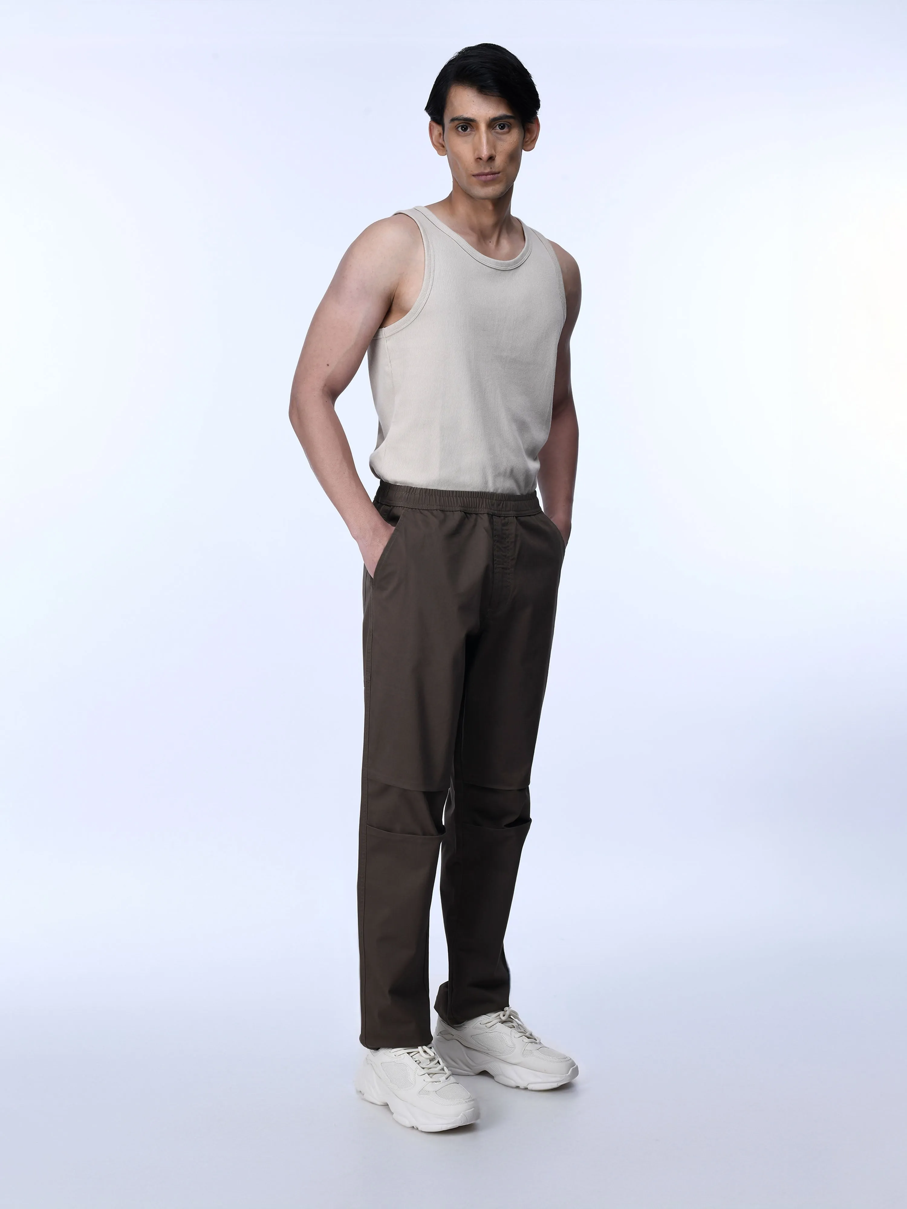 Soft Cotton Relaxed Brown Flexiwaist Pants