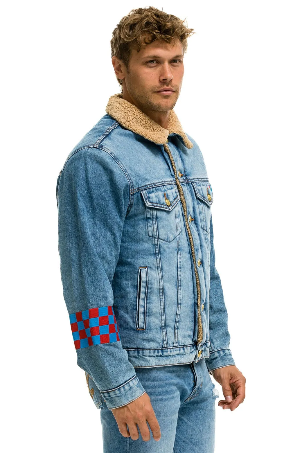 STOKED BOLT SMILEY RANCH SHERPA DENIM JACKET- SUPER LIGHT