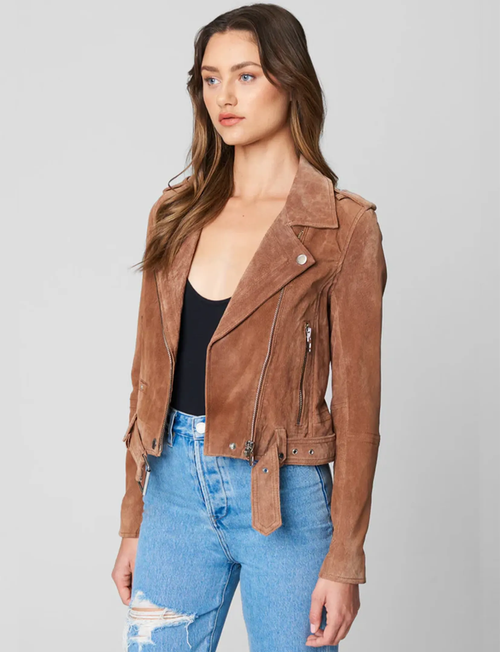 Suede Moto Jacket, Coffee Bean