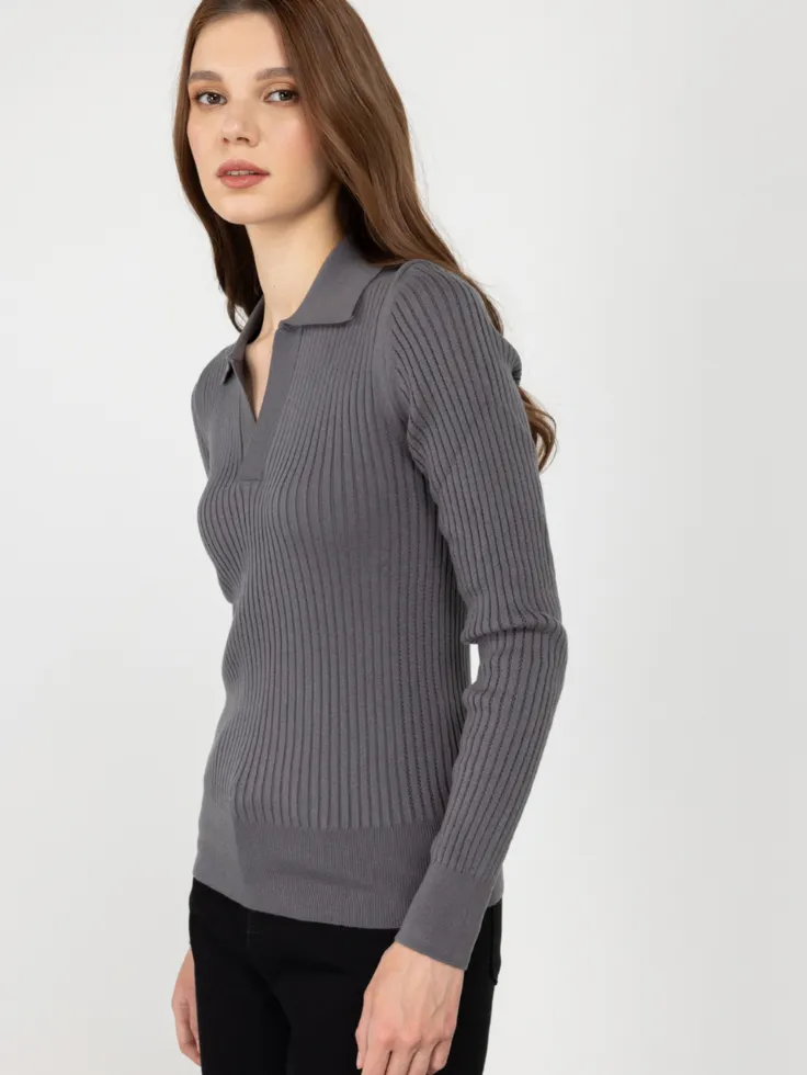 SWG Thermal Rib Knit Polo - Charcoal Grey