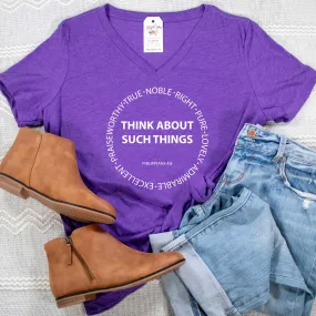 Think About Such Things Relaxed Ladies V-Neck