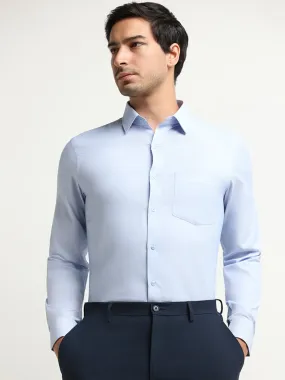 WES Formals Blue Printed Slim Fit Shirt