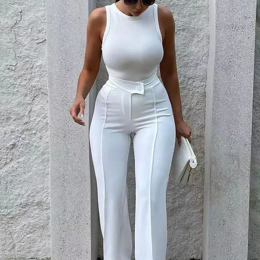 White High Waist Temperament Slimming Tapered Pants