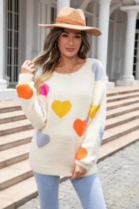 Women's Cozy Heart Pattern Sweater