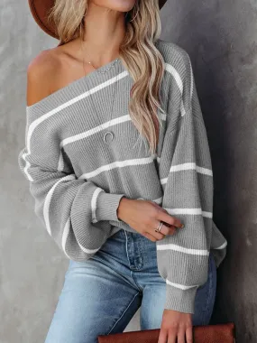 Women's Cozy Striped Drop Shoulder Sweater